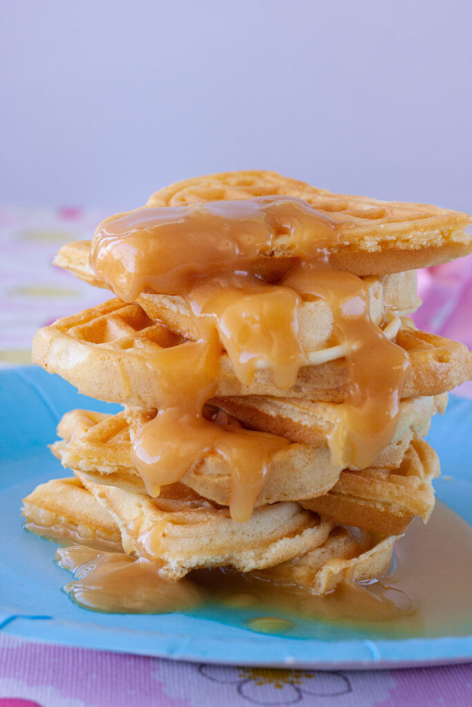 Fluffy Waffles with Evaporated Milk Butterscotch Sauce